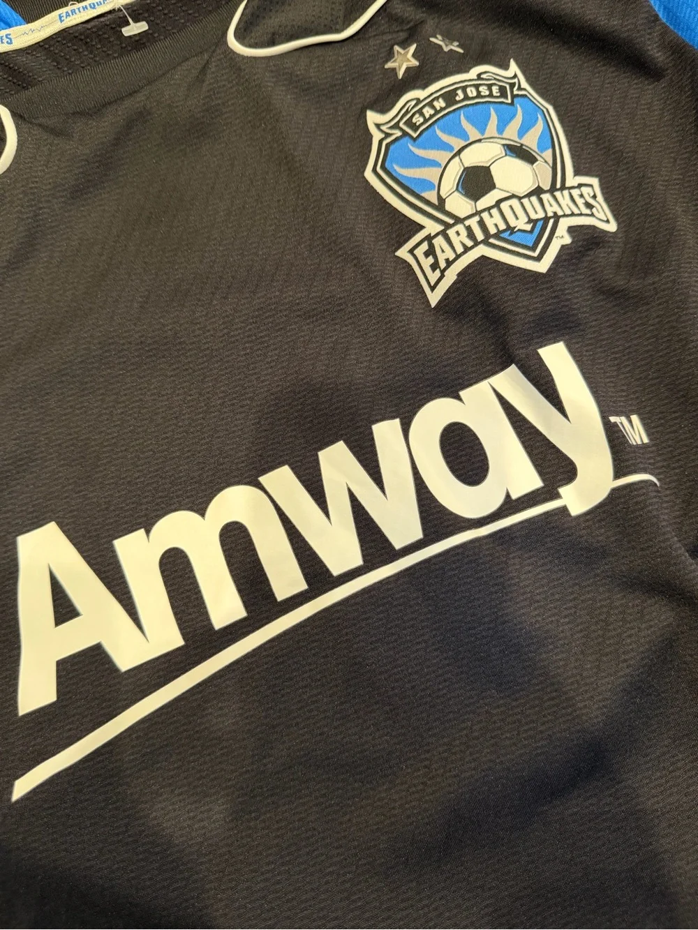 adidas San Jose Earthquakes Black & Blue Soccer Jersey - Amway Logo